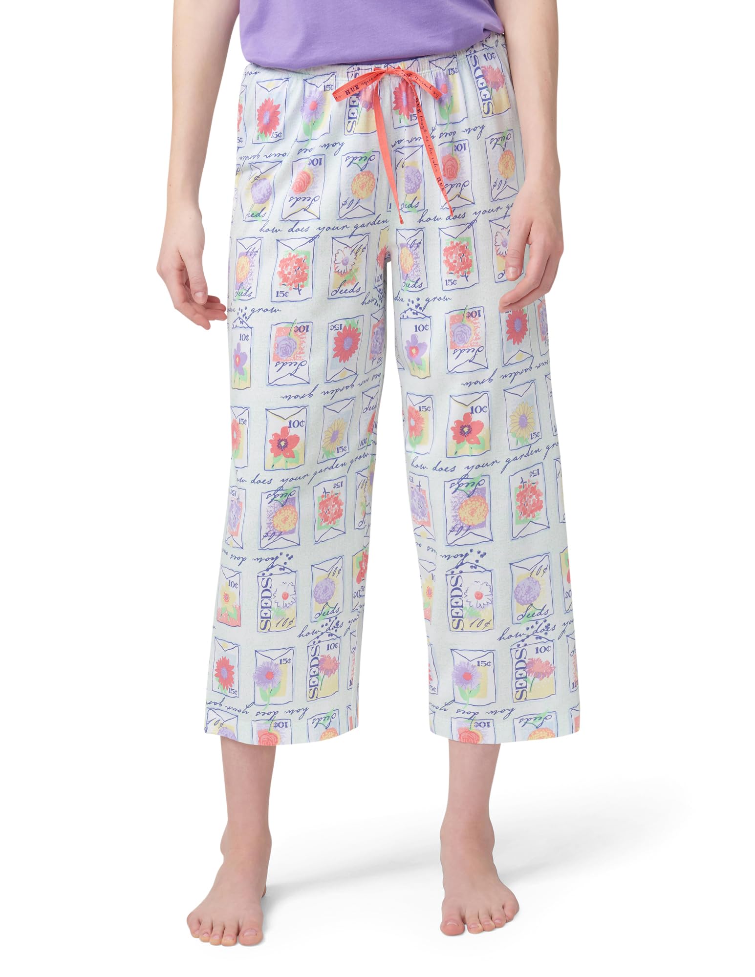 HUE Women's Spring Pajama Separates Soft Whimsical Print Pjs with Flowers, Animals, Garden Themed Pjs, Cocktails