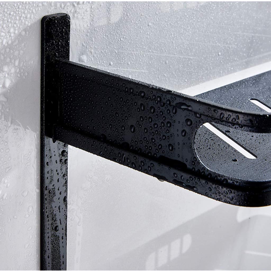 Estantes de baño para Ducha montados en la Pared, toallero de Aluminio Negro, Cesta de Ducha, Estante de Ducha para Almacenamiento de Inodoro, sin taladrar 40 cm
