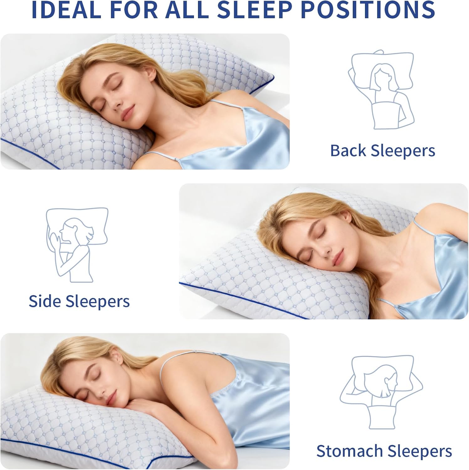 Bed Pillows Queen Size Set of 2 for Sleeping, Soft and Supportive Bed Pillows with Memory Foam Filling for Side, Back and Stomach Sleepers, Neck Supportive-Queen Size, 2 Pack
