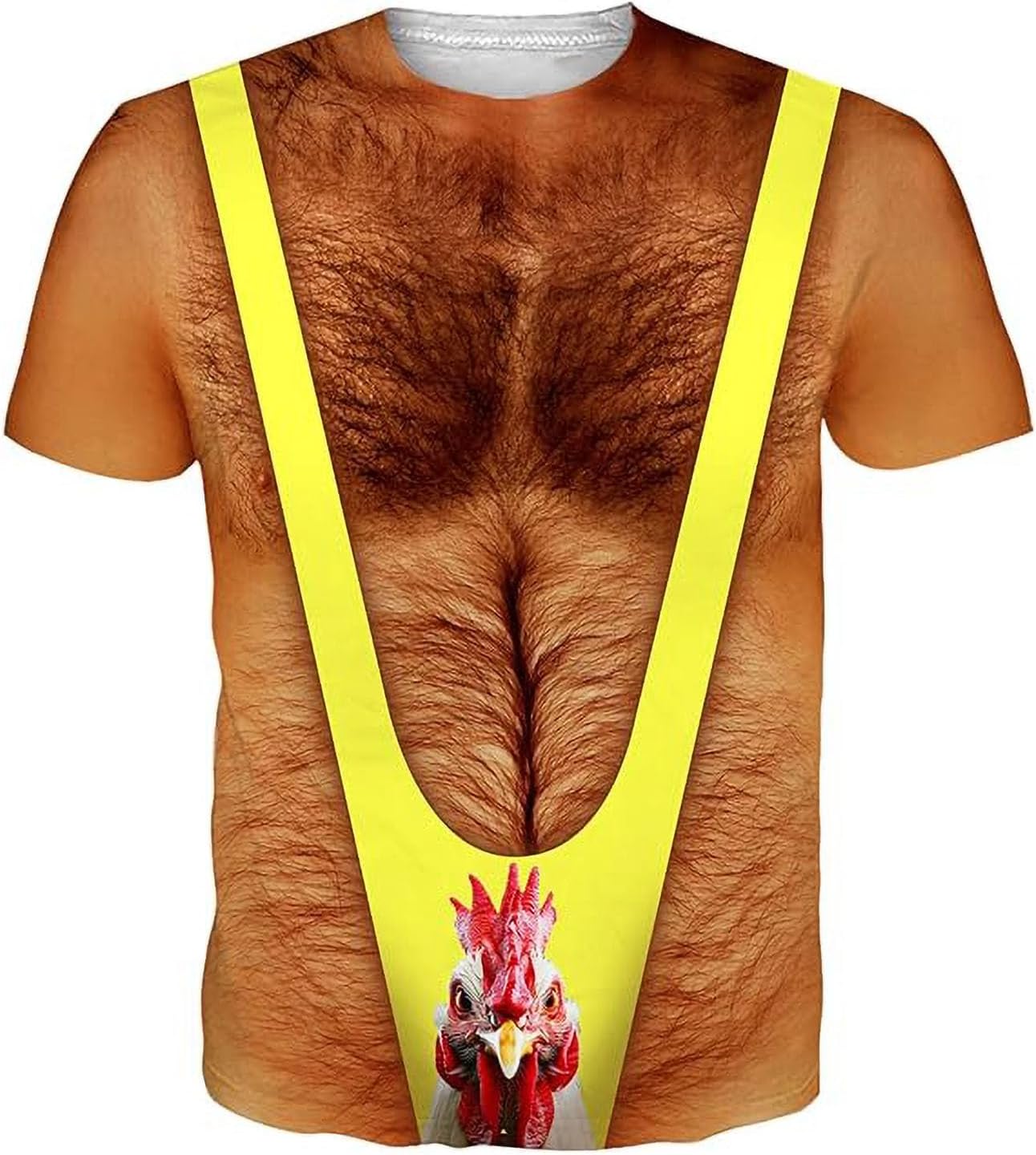 Tee Shirt Homme Humour 3D Imprimé Faux Poitrine Graphic T Shirt Drole Moche Simulation Muscle T-Shirts à Manches Courtes Homme Rigolo Tshirt Drole Oversize Tshirt Musculation de Sport Décontracté