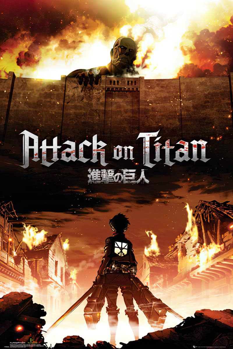 POSTER STOP ONLINE Attack on Titan - Anime TV Show Poster (Regular Style - Key Art) (Shingeki No Kyojin) (Size: 24" x 36") (Laminated Poster & Strips)