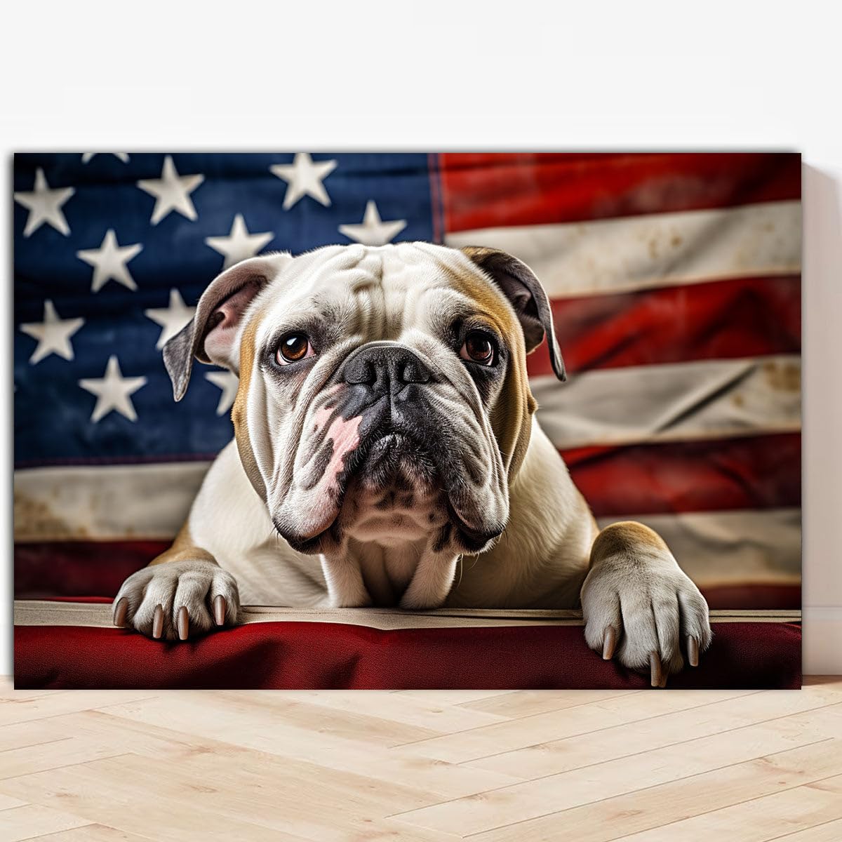 Amazon.com: Hudo American Bulldog Dog American Flag Canvas Poster