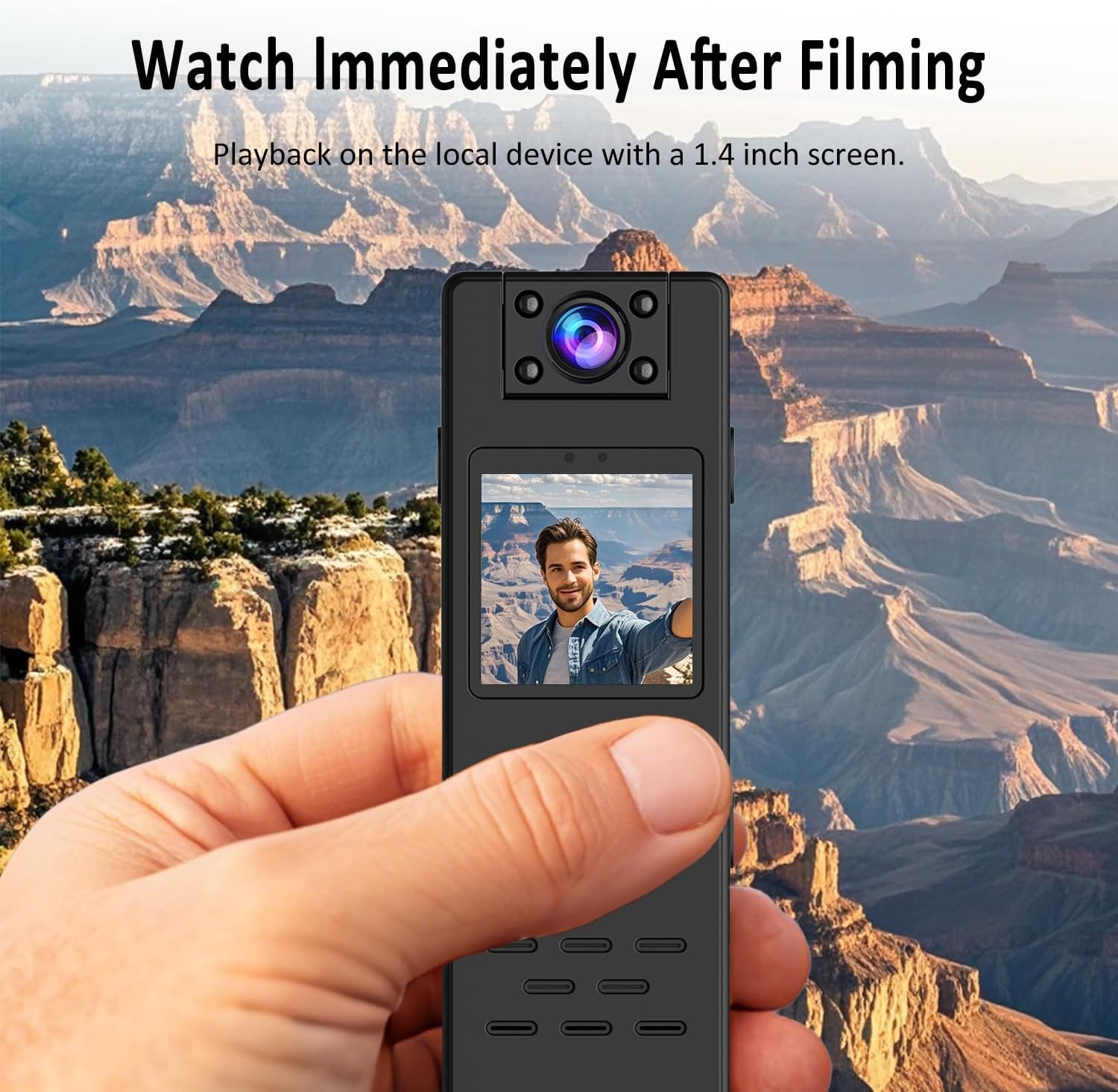 Mini Body Camera, Portable 1080P Body Cam with 180° Rotatable Lens, Night Vision, 1.4” Screen Wearable Personal Camcorder Sport Action Video Camera for Outdoors Sports Police Cycling (32GB Card) image 4 of 7 B0DK7N26GX