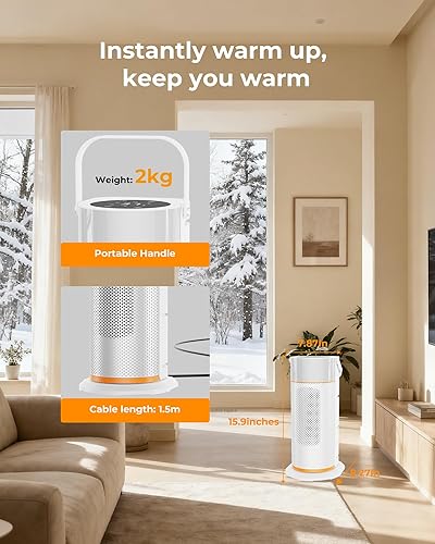 Miniatura 7 de Calentador de espacio calentadores de espacio portátiles de 1500 W para uso en interiores, calentador eléctrico de cerámica PTC con control remoto,