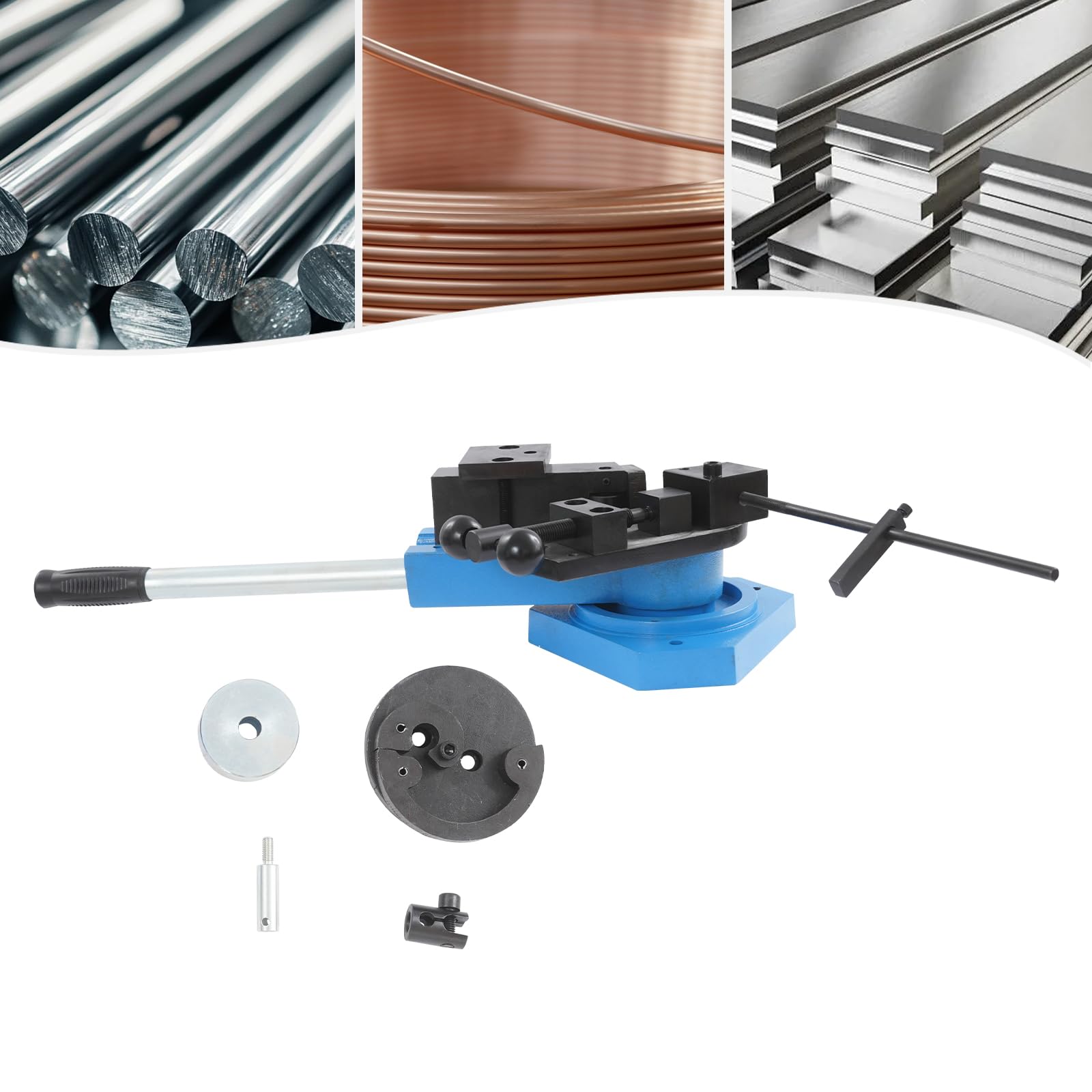 SBG-40 - Piegatrice universale in metallo, per 15 mm, in acciaio piatto da 30 x 8 mm, con 3 forme, utilizzabile manualmente per officine, lavorazione dei metalli (blu)