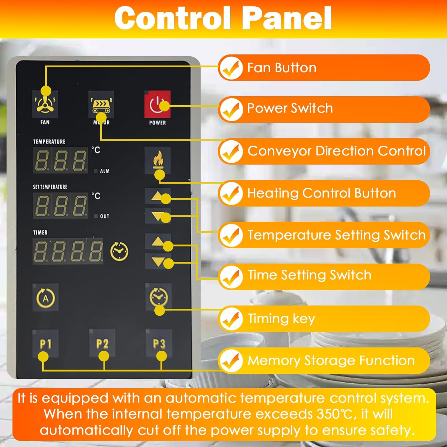 TECHTONGDA Countertop Conveyor Pizza Oven 9KW Commercial Baking Electric Oven 0~300℃ Large Crawler Chain Gas Pizza Stove Three Phase 220V