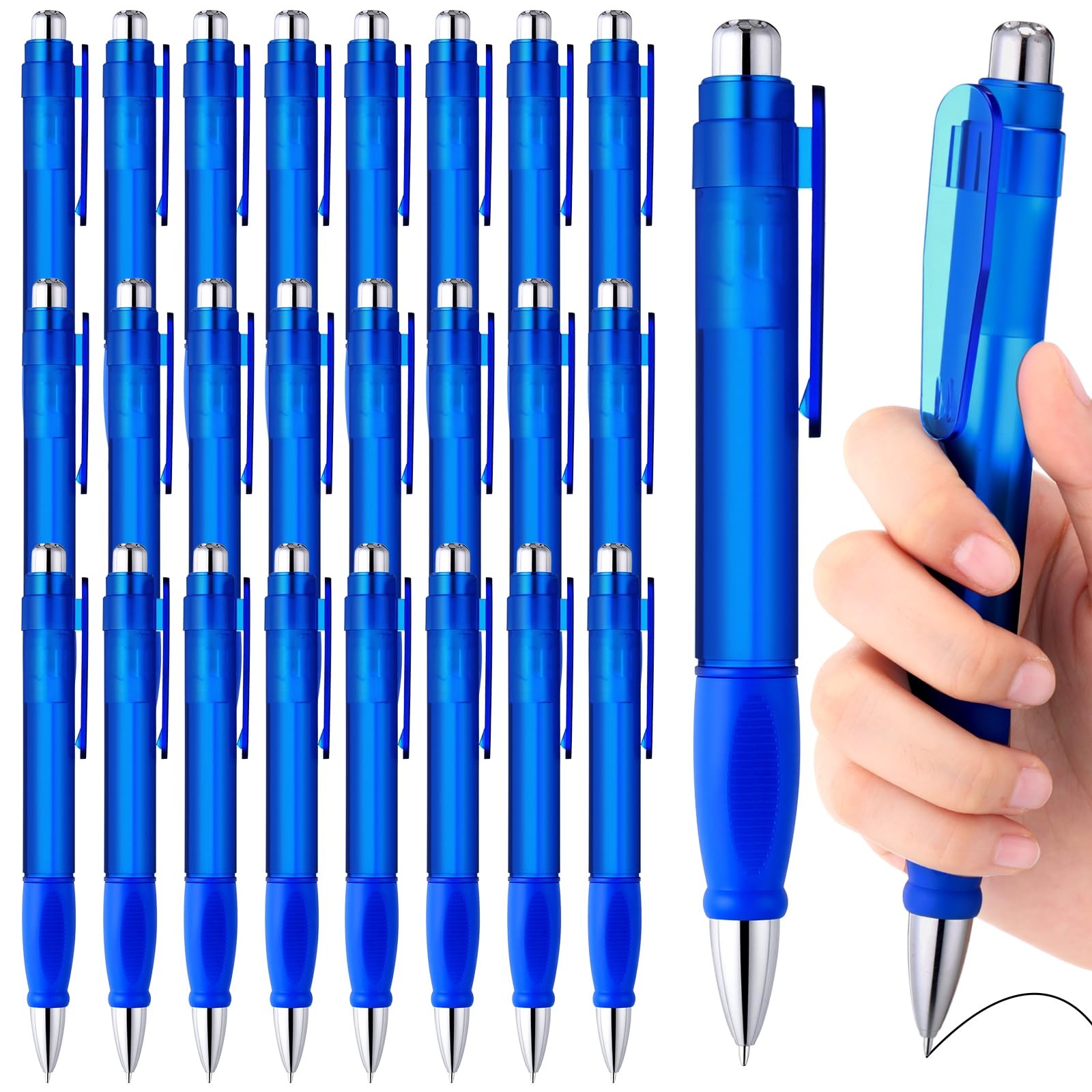 Maitys 24 Pcs Big Fat Pens Heavy Weighted thick pens Giant Jumbo Oversize Sized Ballpoints Retractable Large Capacity Ink Ballpoints Enhanced Writing Stability with Smooth Writing for Office(Blue)