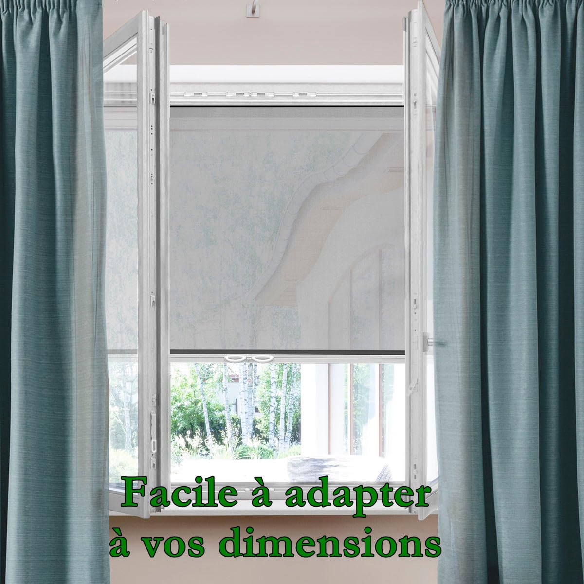 MadeInNature, Moustiquaire PVC enroulable, Châssis blanc, facilement recoupable, Tailles au choix (Châssis Blanc, 1 Moustiquaire Largeur 130cmx160 recoupable)