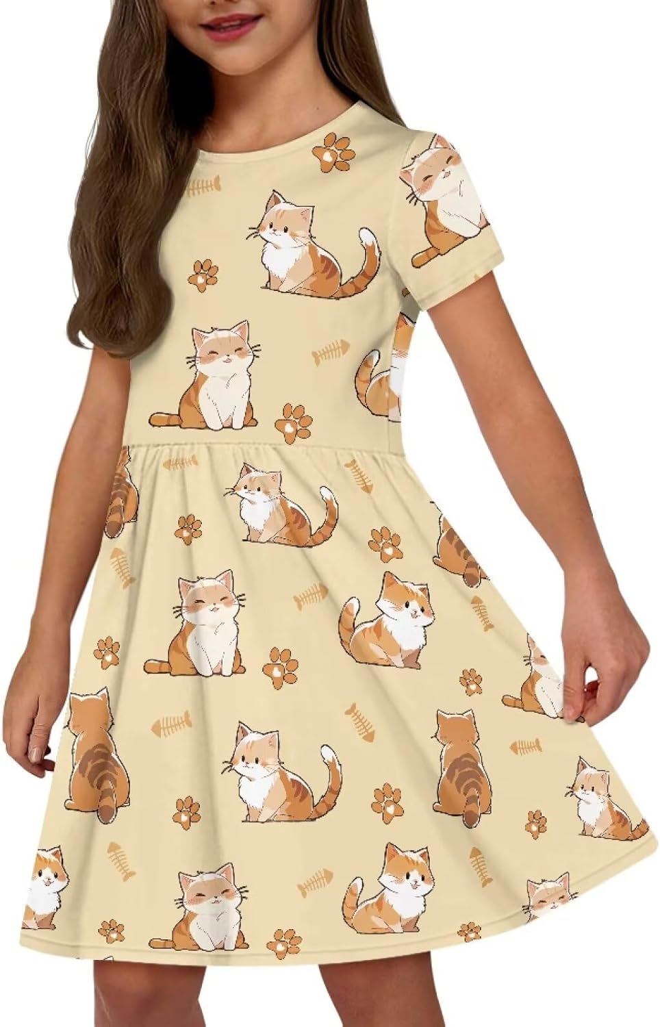 Cute Short Sleeve Summer Dresses for Girls 2-14