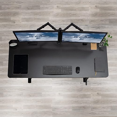 Vista 16 de VIVO DESK-KIT-MB7C - Escritorio manual de pie de altura ajustable de 71 x 30 pulgadas, parte superior de madera clara, marco negro, estación