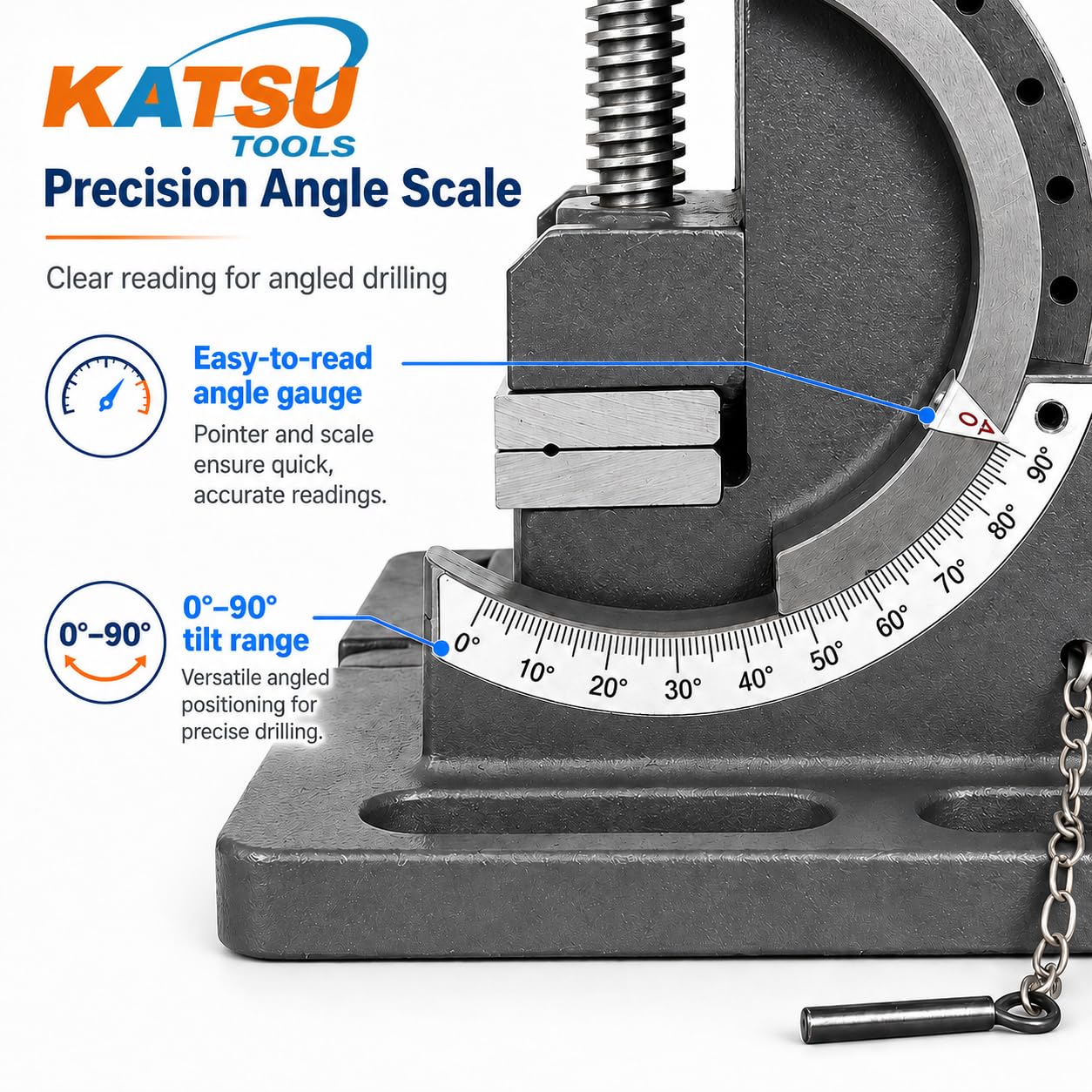 KATSU Morsa Inclinabile 3" 75mm, Morsa per Trapano a Colonna Professionale Fresatrice Angolo di Inclinabile Morsa per Banco da Lavoro in Acciaio