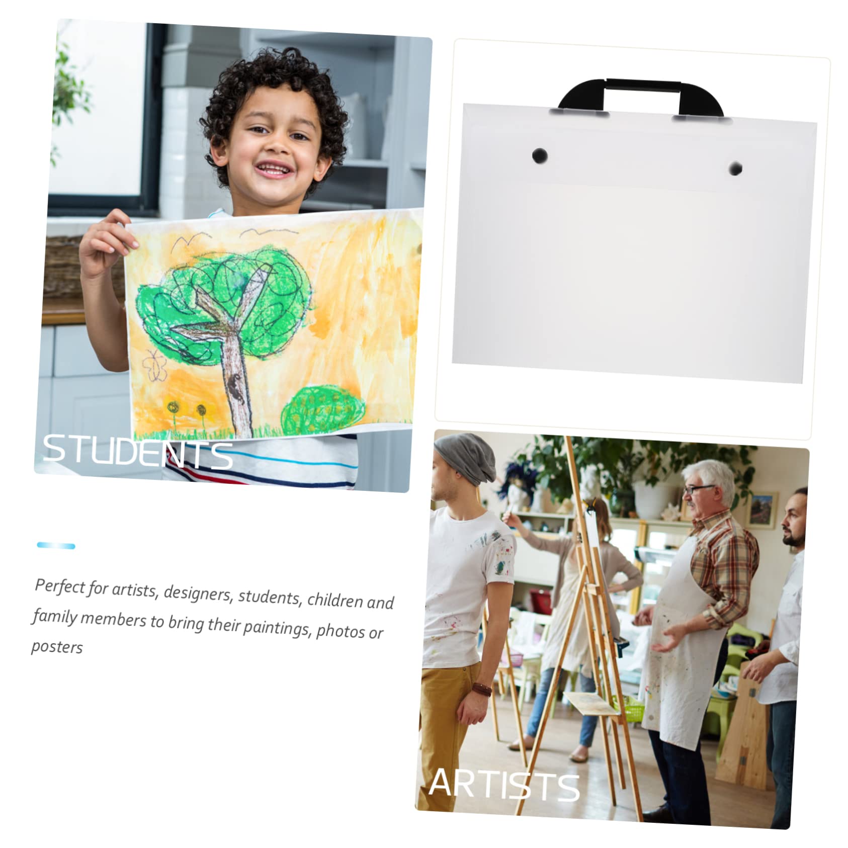 OSALADI Handheld Artwork Bag Durable Art Portfolio Folder for Safe Document Storage Transparent File Pouch for Artists Designers Students and Families for Outdoor