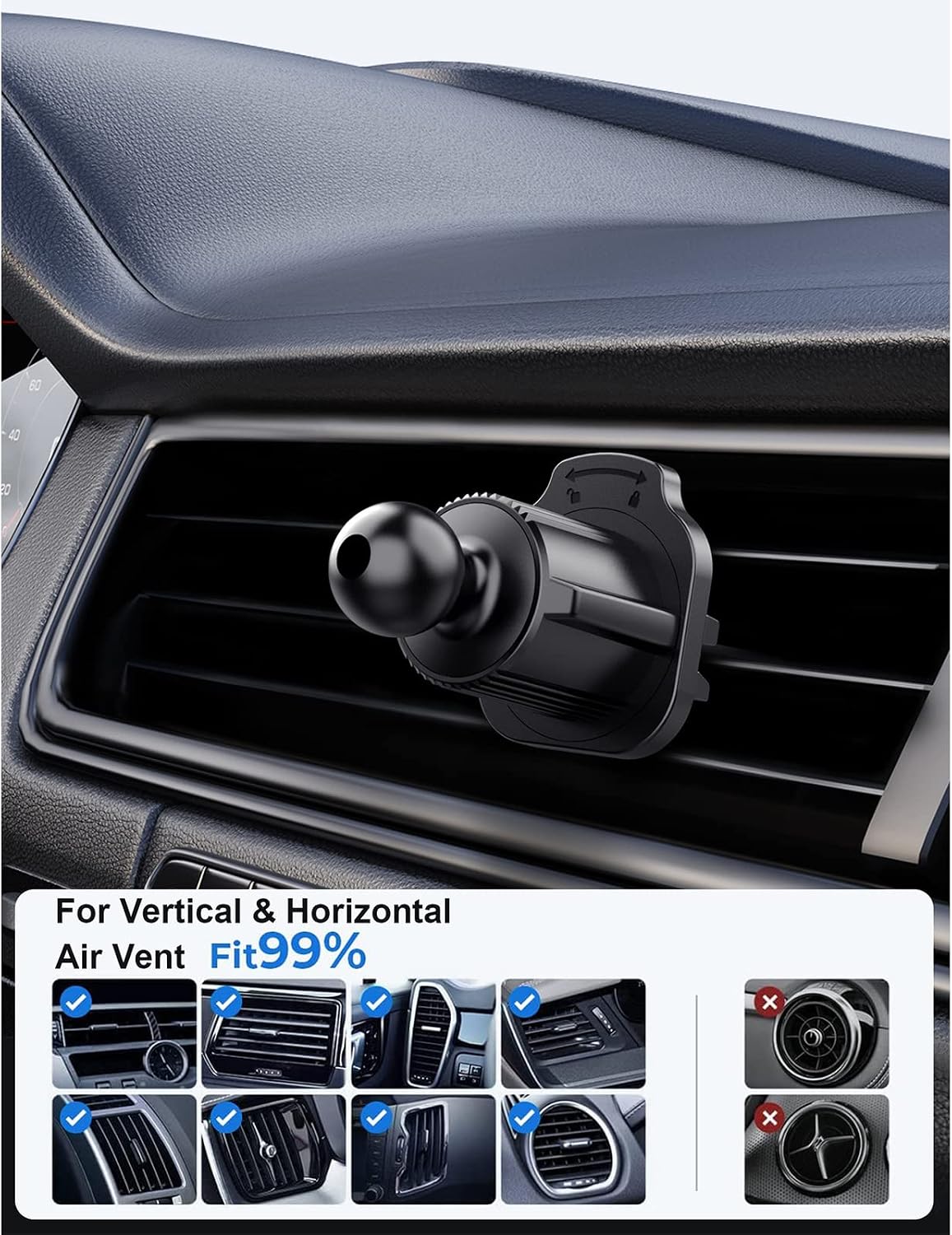 Yuly Mobile Bracket Clip Air Vent Clip for Most Car Phone Holder Cellphone Holder Mount Vent Grip with Joint Ball Dia- 17mm Accessories image 5