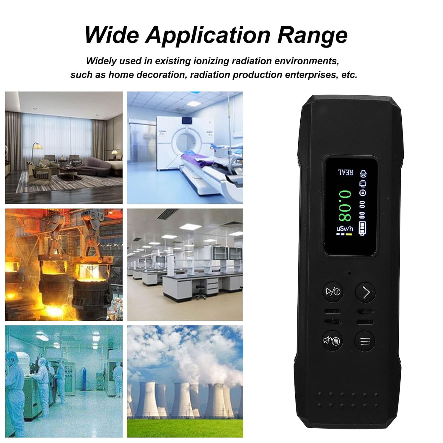Portable Handheld Nuclear Radiation Detector for Home and Hospital Use High Sensitivity Sound Light Alarm Rechargeable for γ X β Radiation (Black)