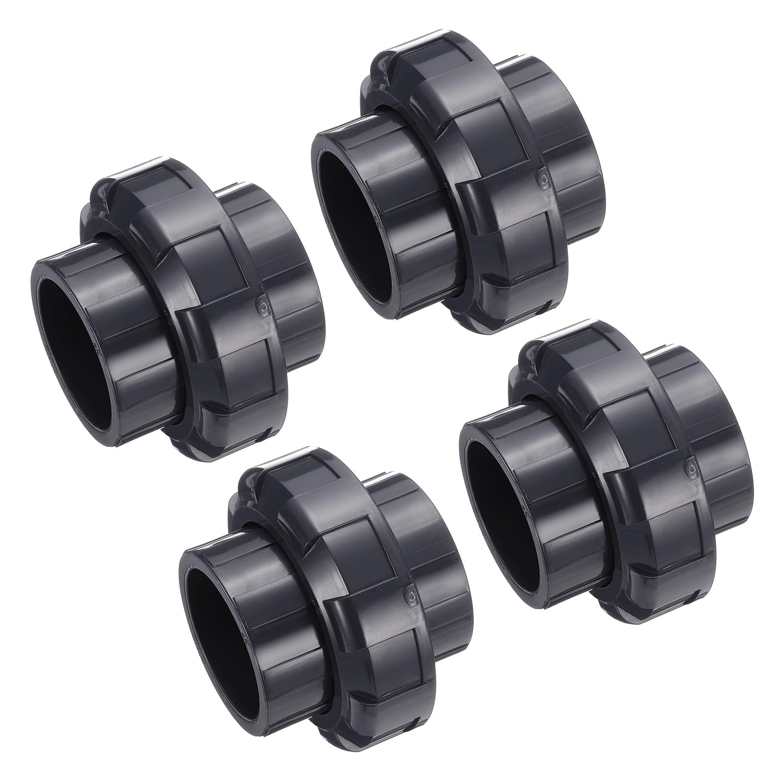 QUARKZMAN Złączki rurowe PVC Union 2" złącze wtykowe do węża wysokiej jakości meble do węża ogrodowego basen hydraulika zewnętrzna ciemny szary 4 szt