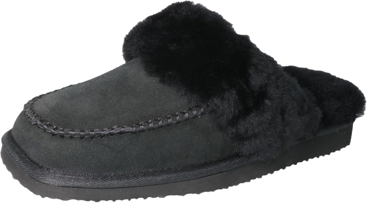 Womens Fluff Memory Foam Slippers Ladies Arch Support Warm Scuff Slippers Slip on Comfy Winter House Shoes with Non-Slip Indoor Outdoor Hard Sole