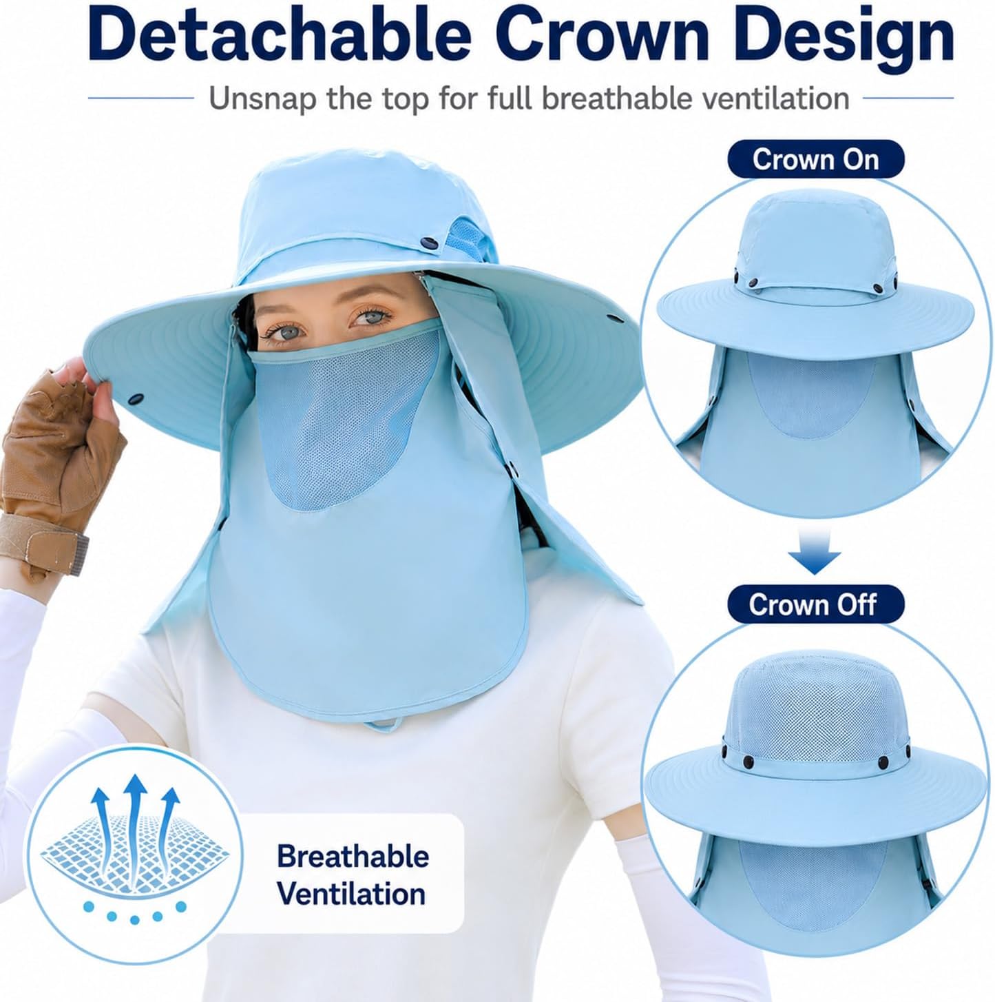 Men Women Safari Bucket Fishing Sun Hats Face Cover Neck Flap