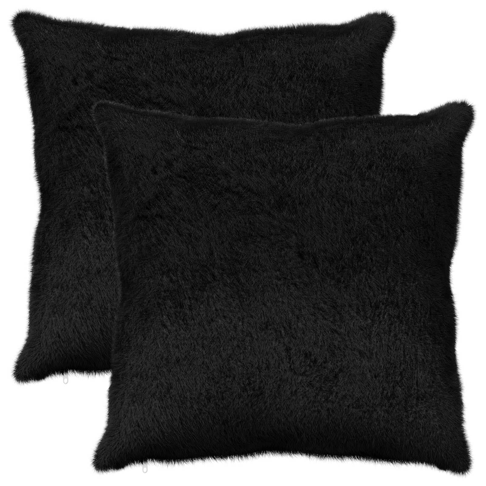 vidaXL Cushion Cover 2 pcs HEERLEN Black 80 x 80 cm Faux Rabbit Fur