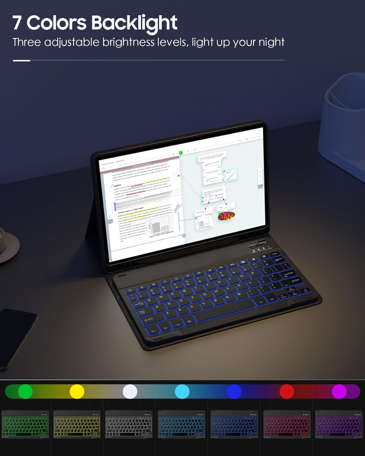 MoKo Keyboard Case for Galaxy Tab A9 Plus Case with Keyboard, Samsung Galaxy Tab A9+ Keyboard Case with S Pen Holder&Backlit, Magnetic Detachable Keyboard for Galaxy Tab A9+ 11" 2023, Black Notebook