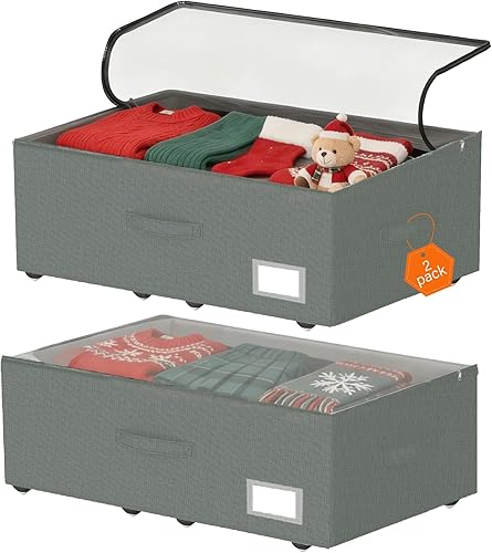 Almacenamiento debajo de la cama con ruedas, paquete de 2 contenedores de almacenamiento debajo de la cama, no requiere montaje, 10 pulgadas de