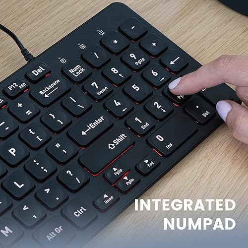 Miniatura 8 de Perixx PERIBOARD-333RGB - Teclado USB retroiluminado con cable, teclas de tijera tipo X, compacto, 14.25 x 4.57 x 0.83 pulgadas, letras impresas