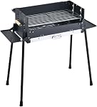 Cuisiland 40 Inch Portable Charcoal Grill Folding BBQ Grill with Wind Shield, Stainless Steel, with Side Shelves, Outdoor Camping Grill for Backyard, Picnic, Camping (Standard Grill)
