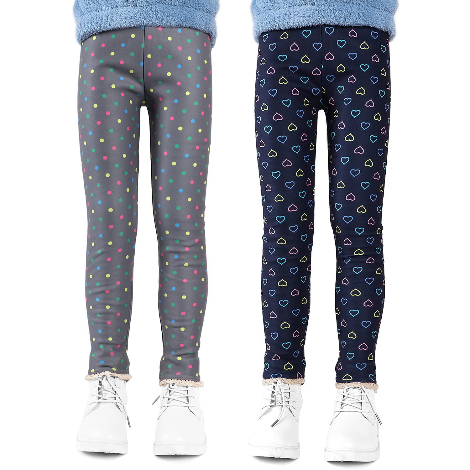 Leggings per Ragazze Pantaloni Foderati Spessi con Stampa Pantaloni Lunghi Elastici Caldi Invernali Collant in Pile Elasticizzato