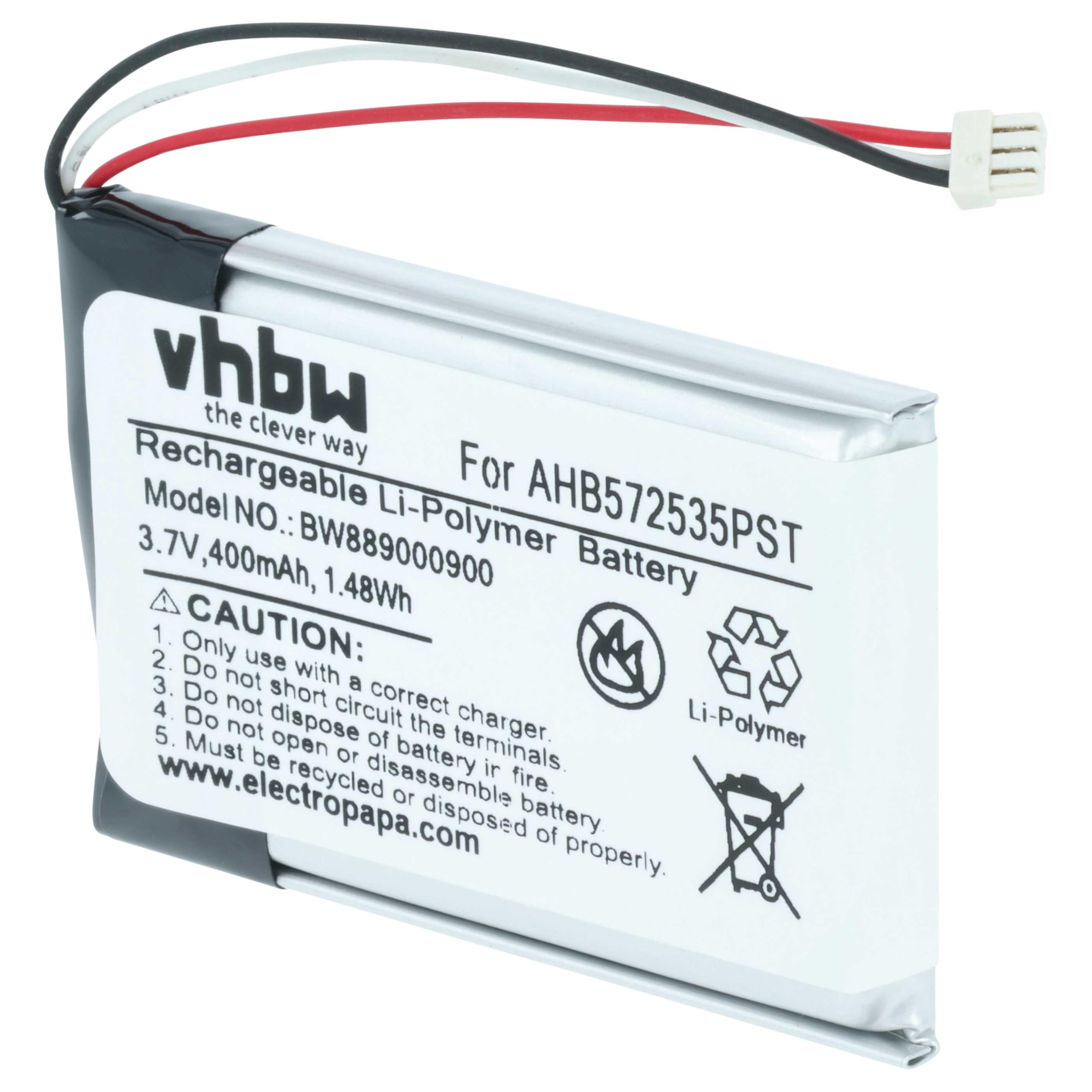 vhbw Akumulator kompatybilny z bezprzewodowymi słuchawkami Jabra Evolve 75 (400 mAh, 3,7 V, litowo-polimerowe)