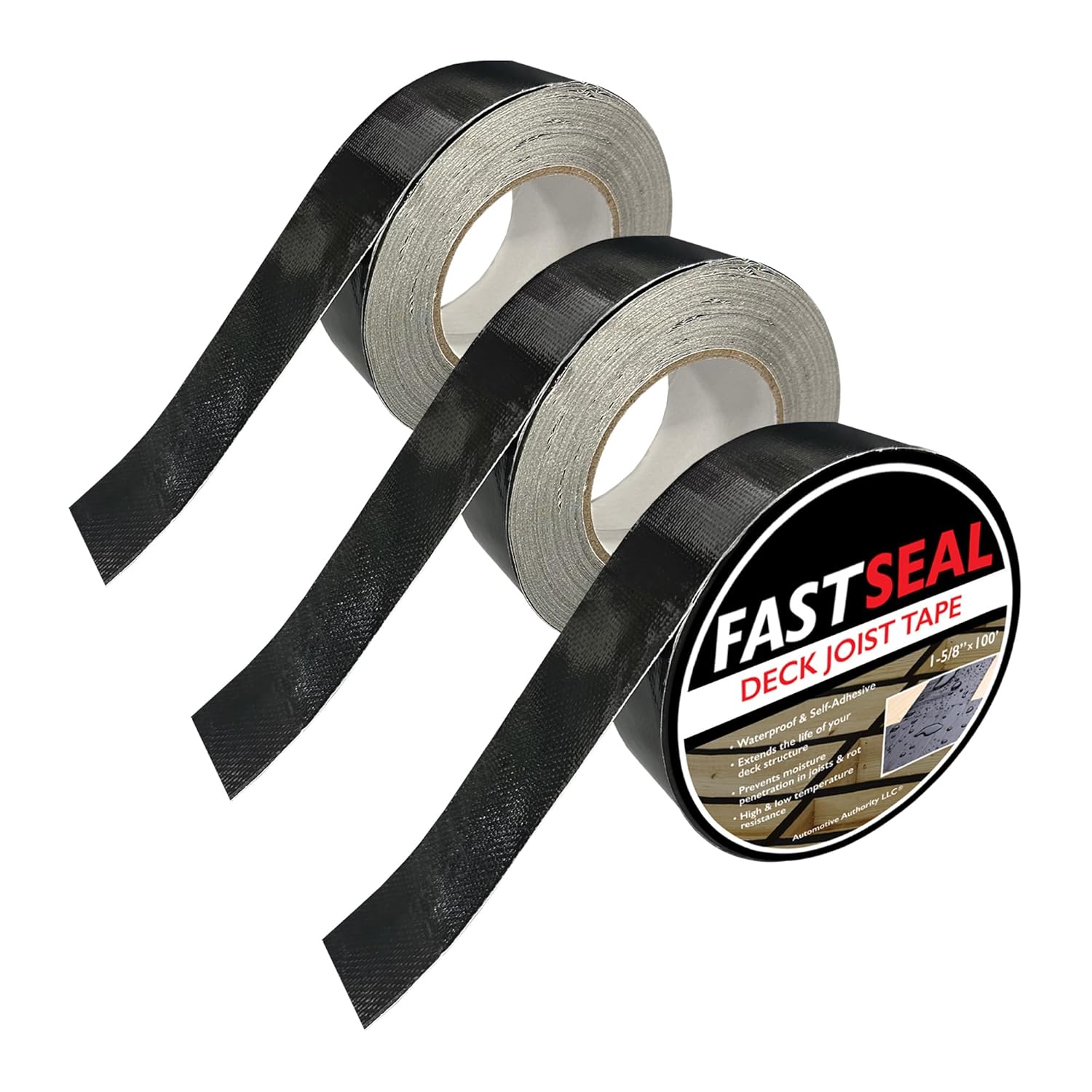 Deck Joist Tape 1-5/8" x 100', Waterproof Weather Resistant Self-Adhesive Joist Tape, Anticorrosion Flashing Tape for Wood Joists Beams (3 Pack, 1-5/8" x 100')
