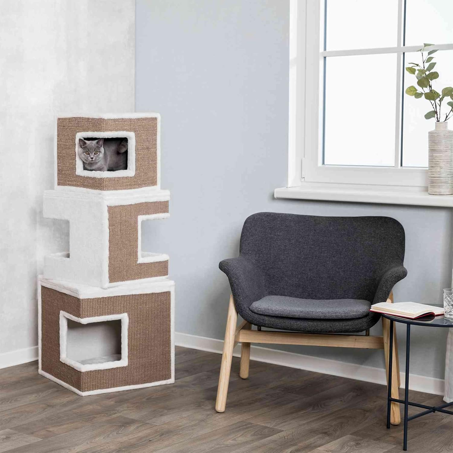 review TRIXIE Lilo Cat Condo | 3-Story Condo Tower | Scratching Surface | Removable Cushions | Brown