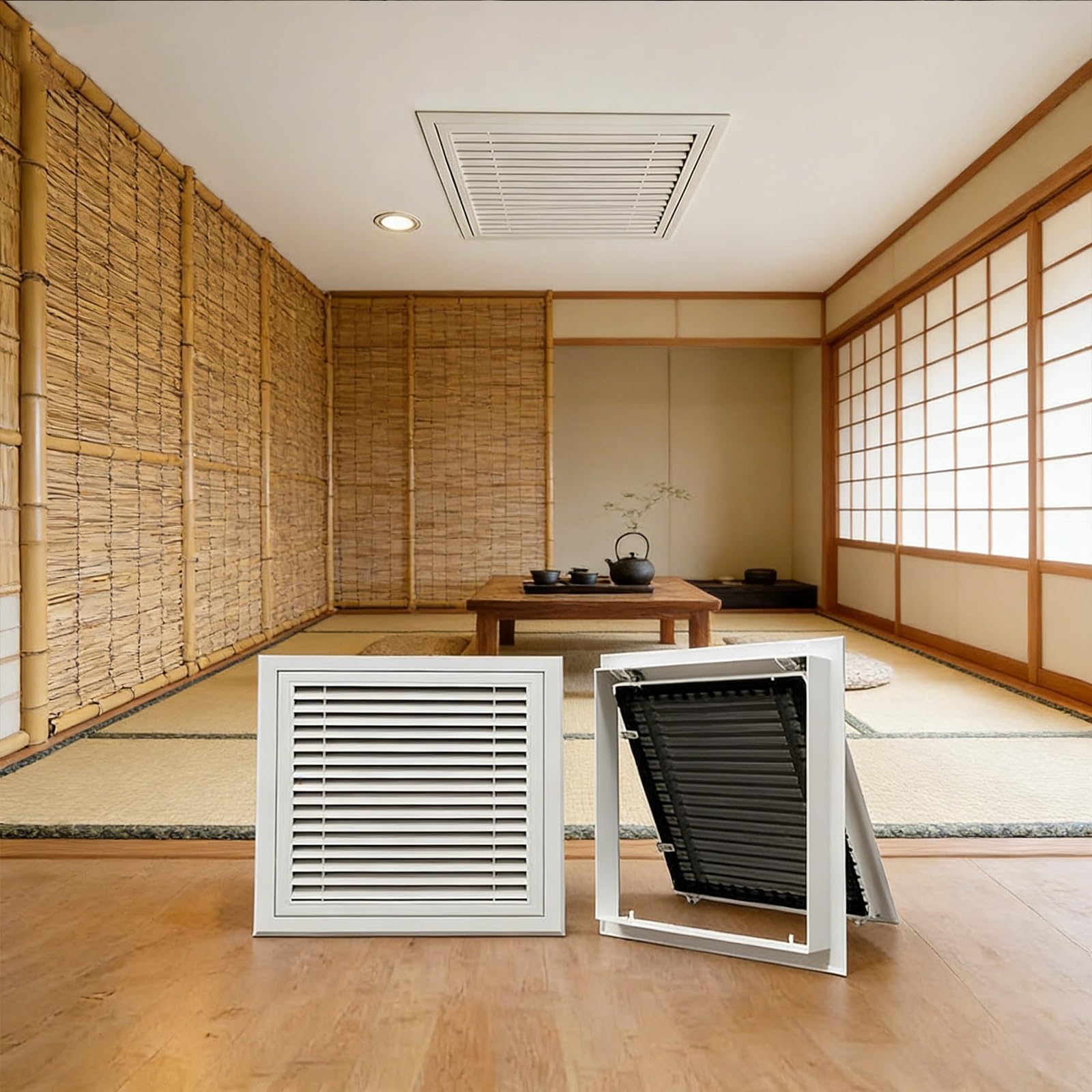 Rejilla de filtro de aire de retorno de apertura de conducto de 16 x 16 pulgadas, cubierta de ventilación de acero blanco HVAC para pared y techo, reemplazo duradero para parrilla de ventilación de