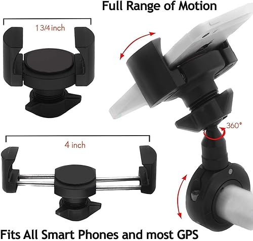 Miniatura 4 de HK MOTO - Soporte universal de 1.25 pulgadas 1-1/4 pulgadas para manillar de bicicleta de motocicleta 360 - Soporte para teléfono celular / soporte