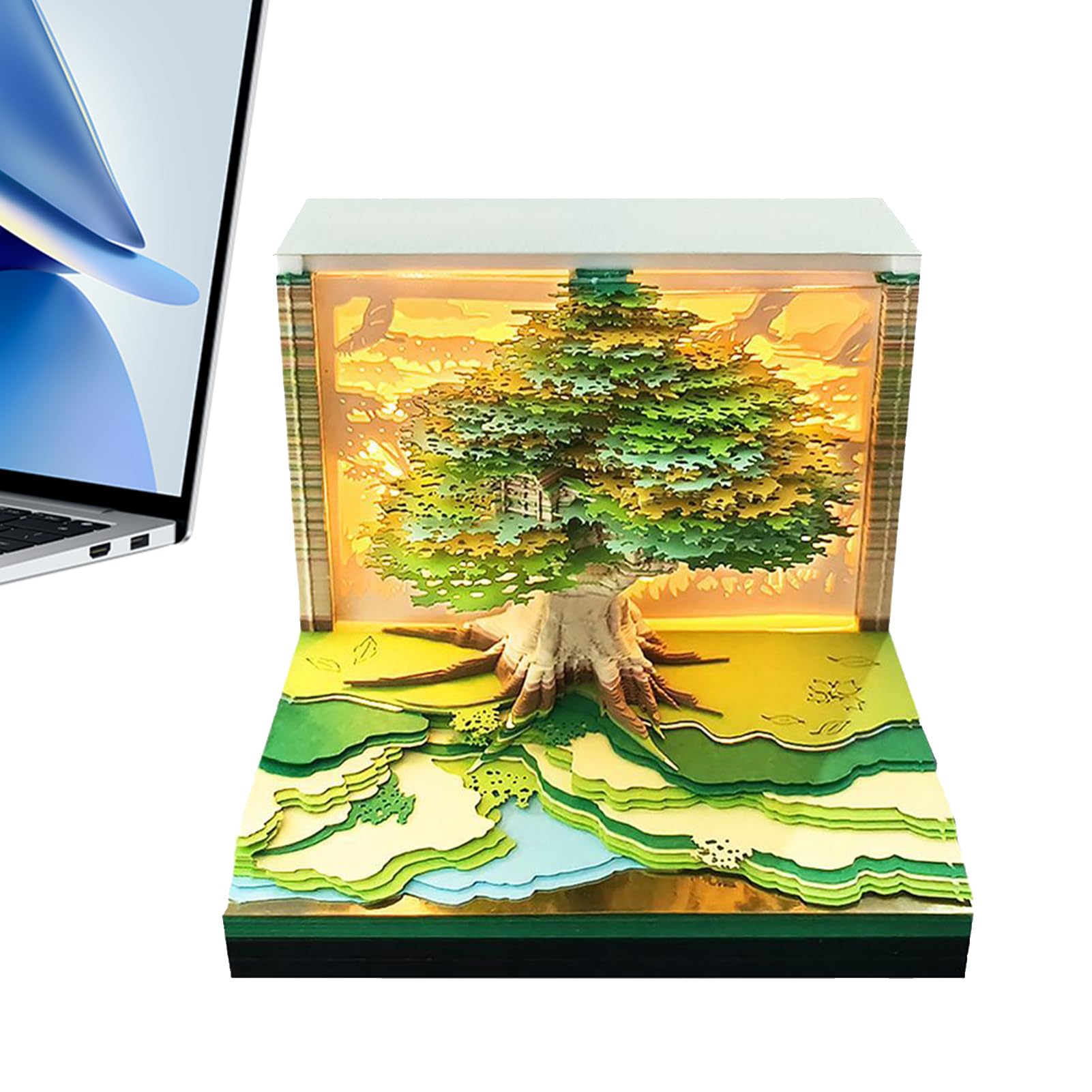 Kalendarz 3D Notes 2026 Rzeźba czasu do odrywania, Domek na drzewie | Bloczek Memo 3D z Rzeźbionego Papieru Na Parapetówkę, Święta Bożego Narodzenia I Dekorację