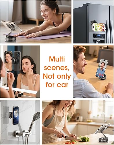 Miniatura 6 de Yoozon Soporte magnético para teléfono Mag Safe con succión fuerte al vacío de 2400 gf, soporte plegable de rotación de 360 para todos los teléfonos