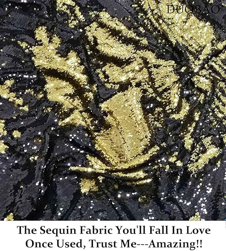 Miniatura 5 de The Yard - Tela reversible de color negro a blanco brillante de malla brillante de 12 pies, tela de sirena brillante colorida de 4 yardas, tela de