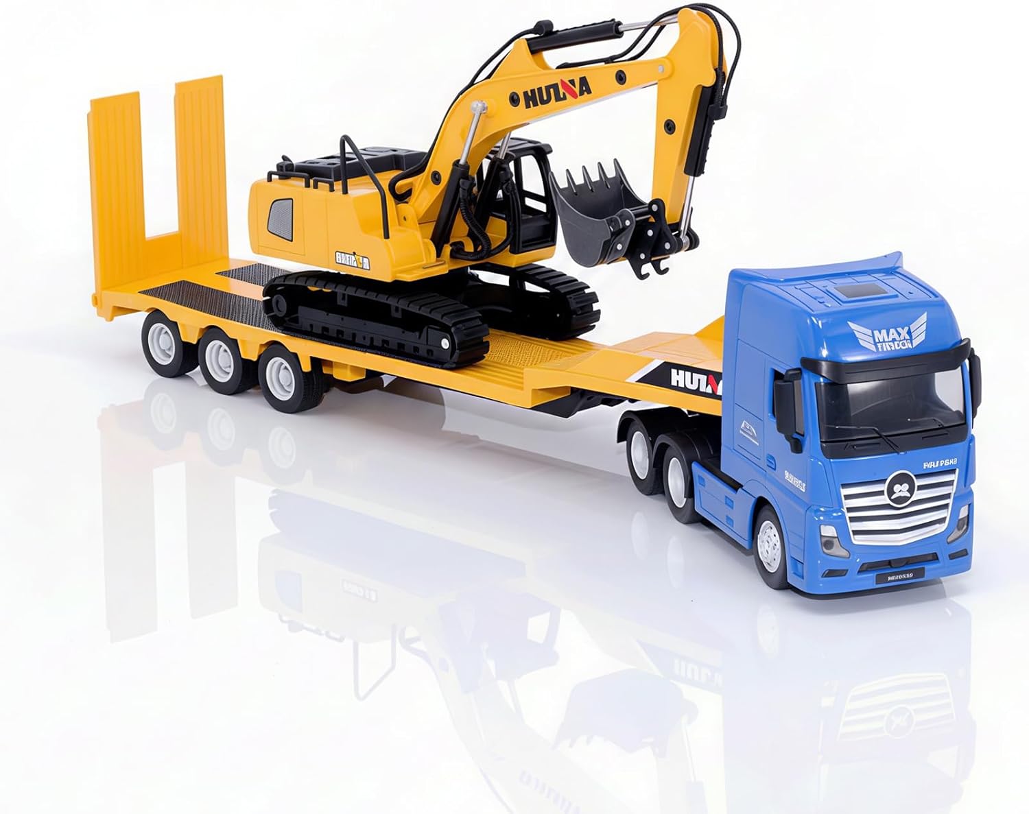 Gemini&Genius Construction Truck 2 in 1 Excavator with Metal Truck, Construction Vehicle Die-cast Toys for Kids