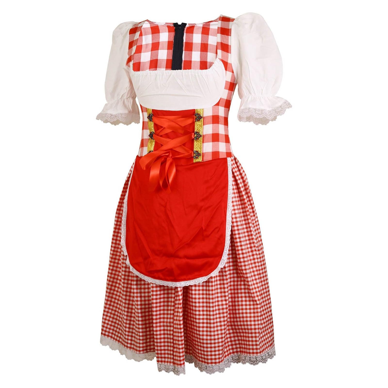 Generisch 2026 Dirndlkleid für Elegante große Größen traditionelle Tracht mit Spitze Dreireiher perfekt für Bar Outdoor-Events ganzjährig tragbar mit Stiefeln