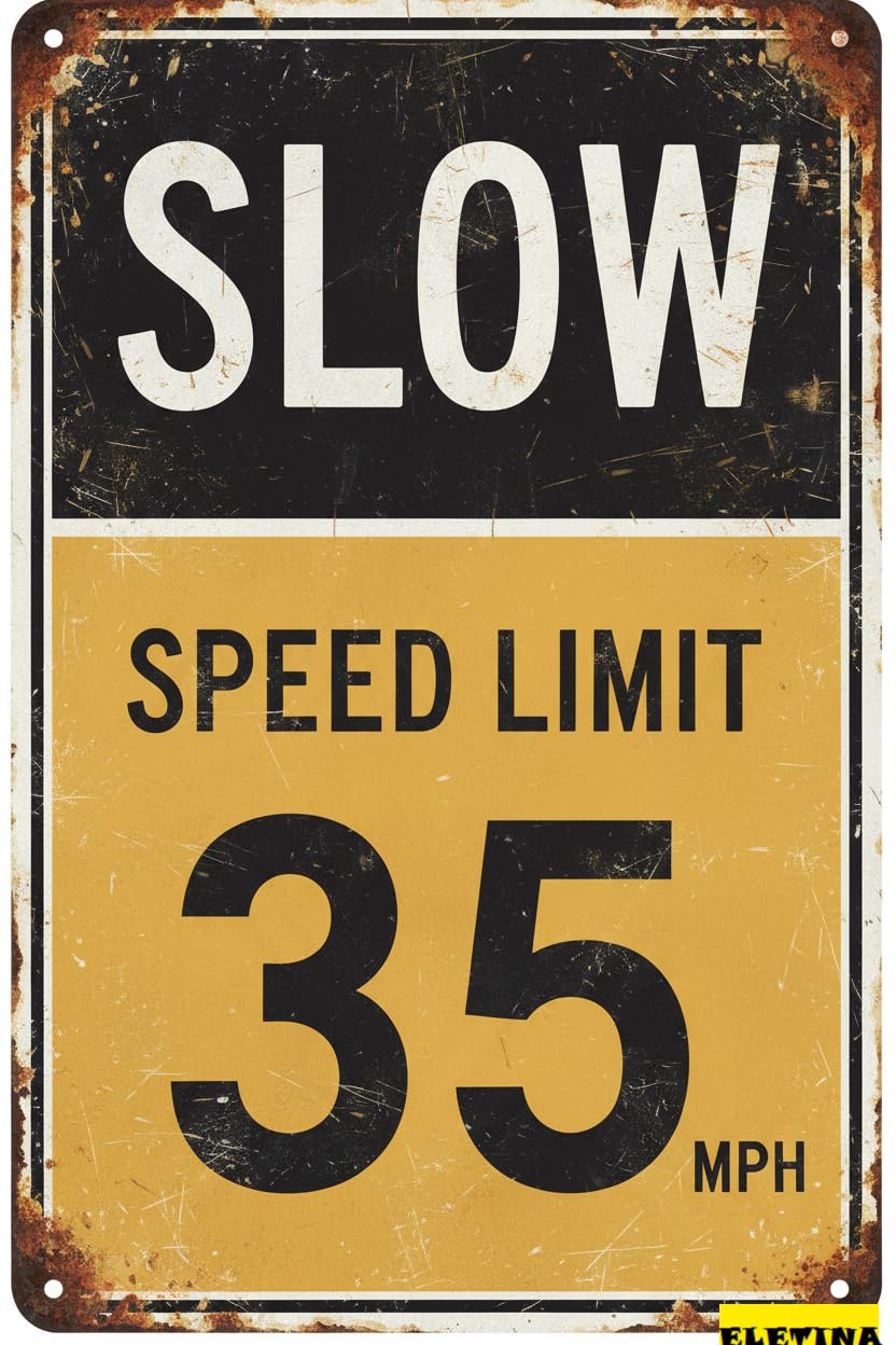 Speed Limit 35 MPH Traffic Tin Sign, 8x12 Inch