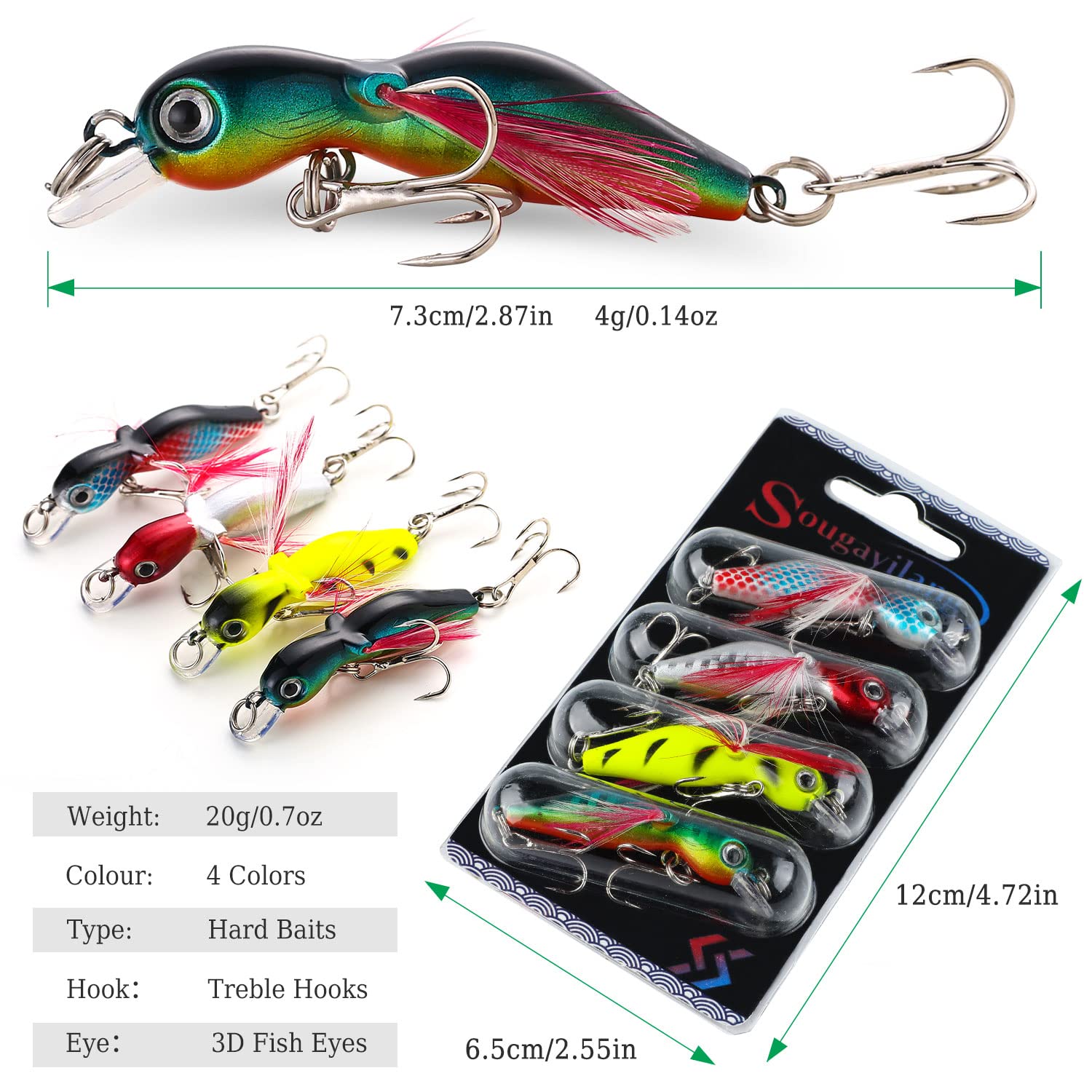Sougayilang Bass Fishing Lures Kit Set Topwater Hard Baits Minnow Crankbait Pencil VIB Swimbait for Bass-Type 2 3