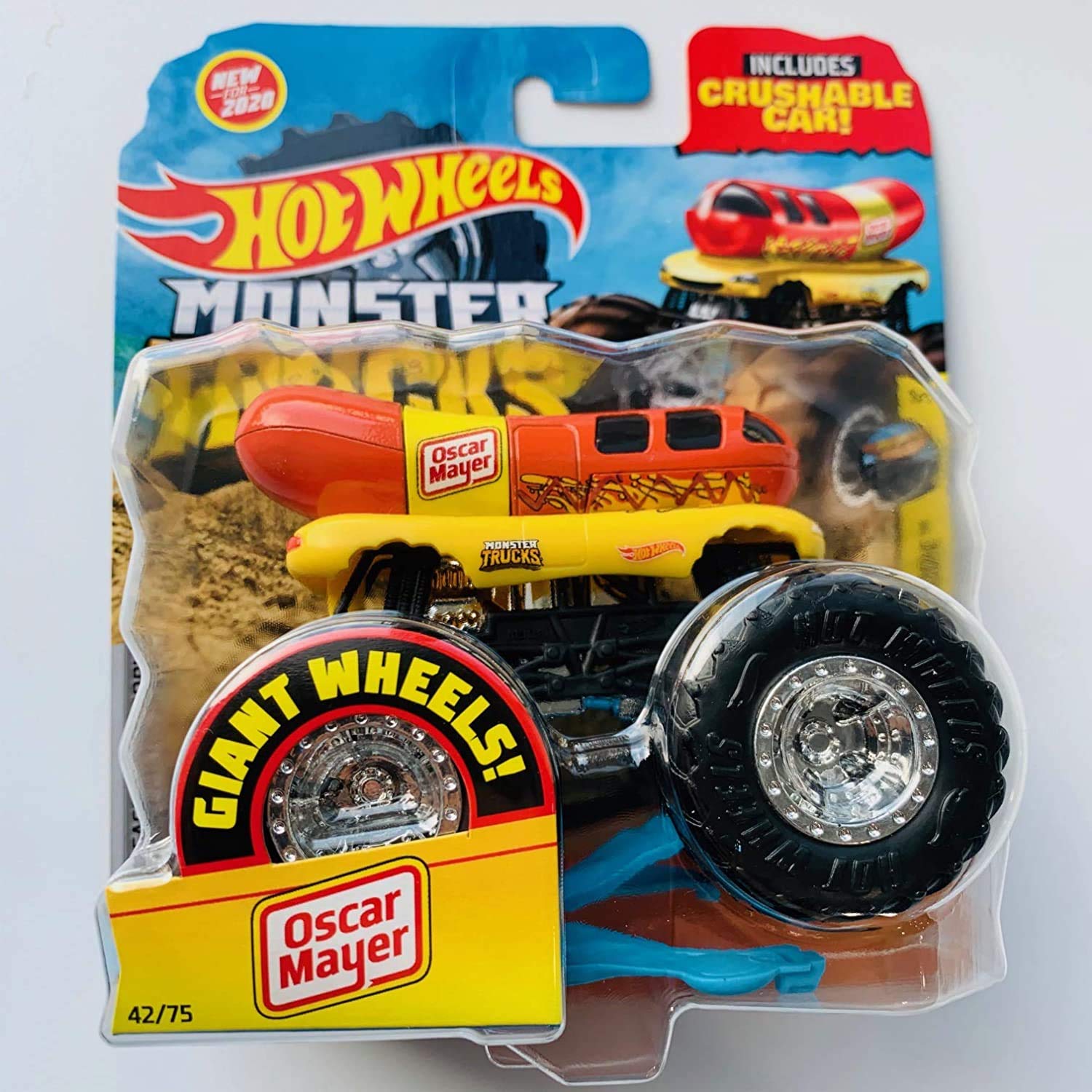 Hot Wheels Monster Trucks 2020 Giant Wheels 1:64 Scale Oscar Mayer with Crushable car (B08M68GSH4) Amazon Price History, Amazon Price Tracker