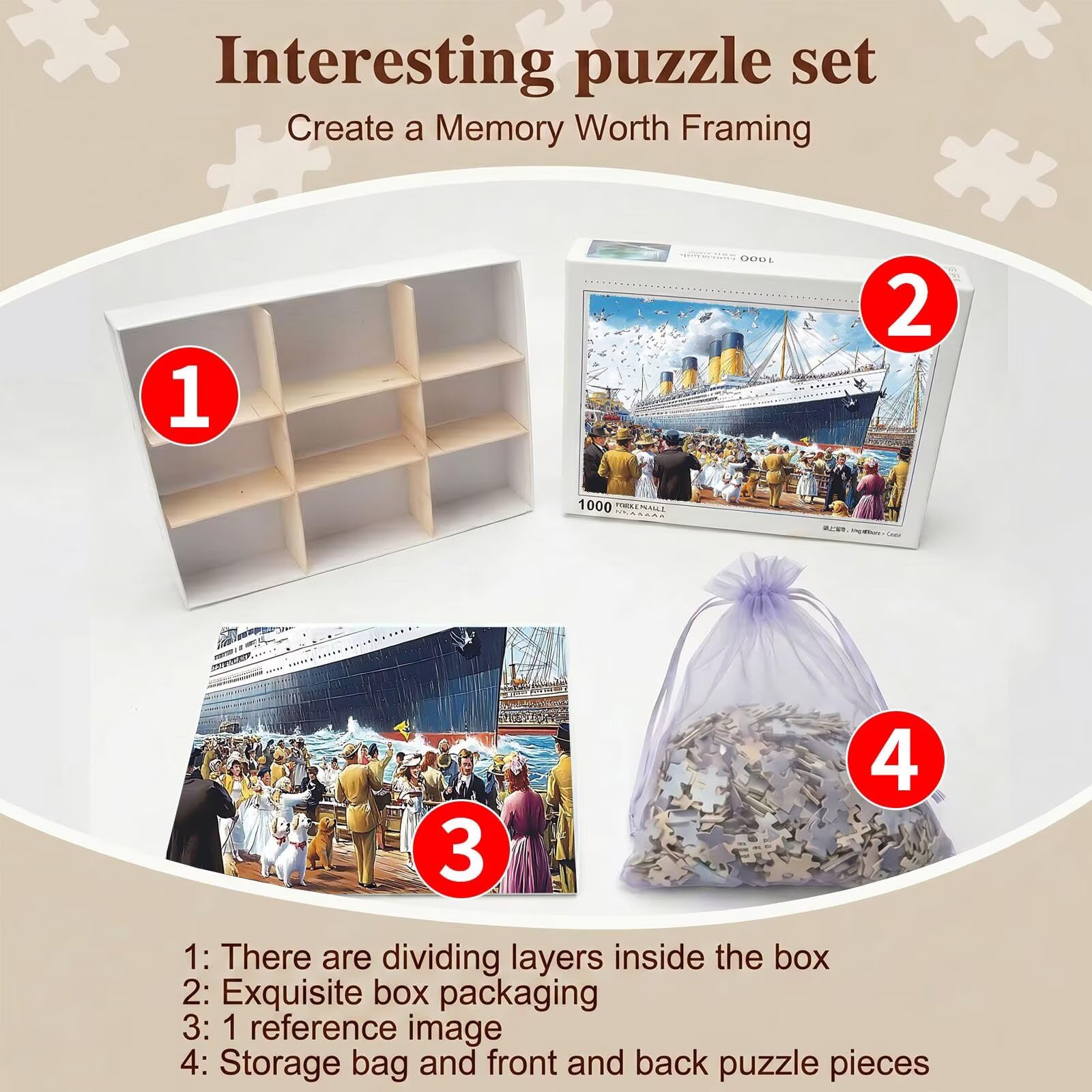navi molo Puzzle 2000 Pezzi per Adulti, Puzzle in Legno - Collezione Classica con Poster Incluso - Sfida di Concentrazione e Passatempo Antistress, Gioco Educativo per Famiglia, 99 x 70 cm f0-643