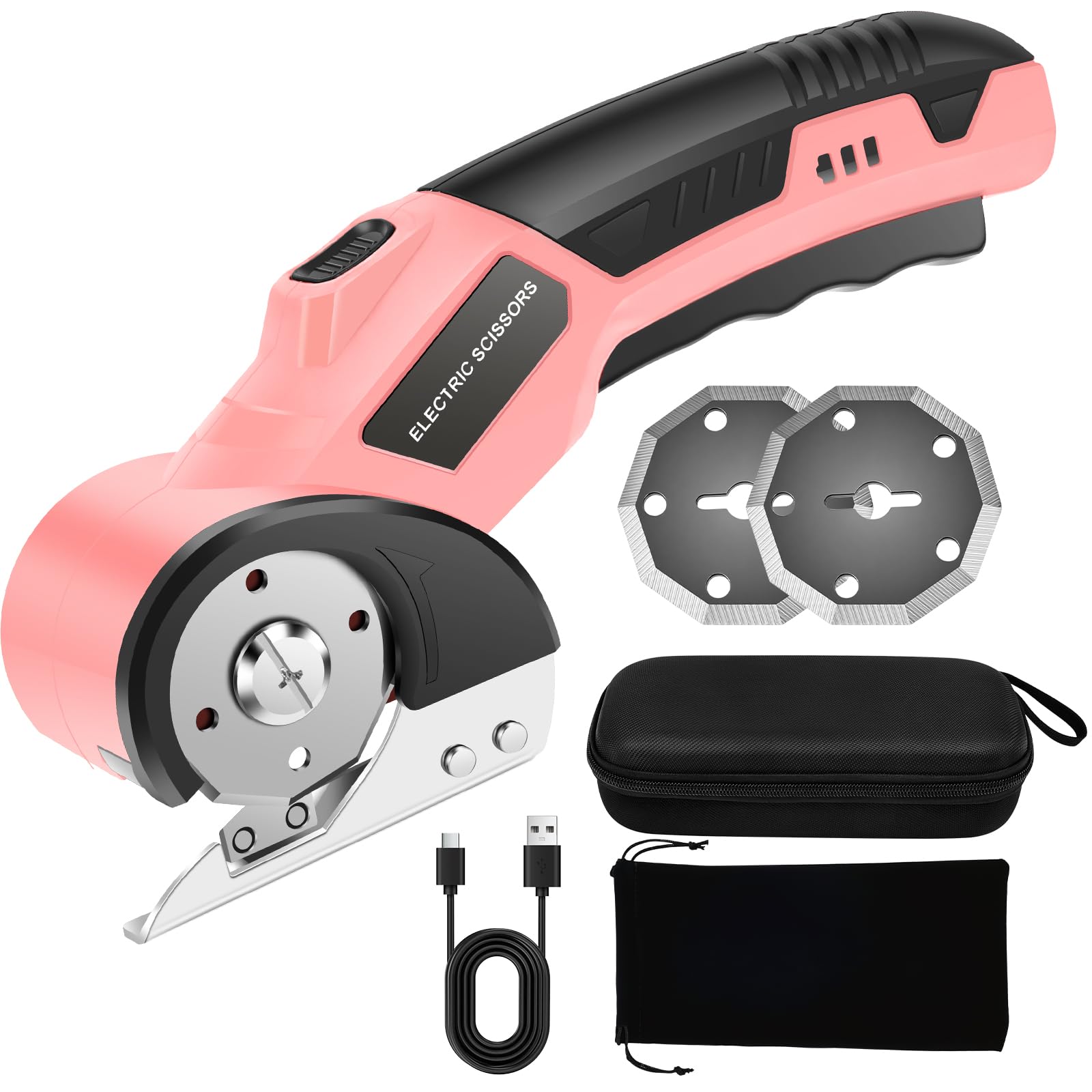 Cordless Electric Scissor with 2 Blade, 1500mAh Rechargeable High-Precision Cardboard Cutter, Cordless Crafting Tool for Fabric, Leather, Carpet & Breaking Down Boxes