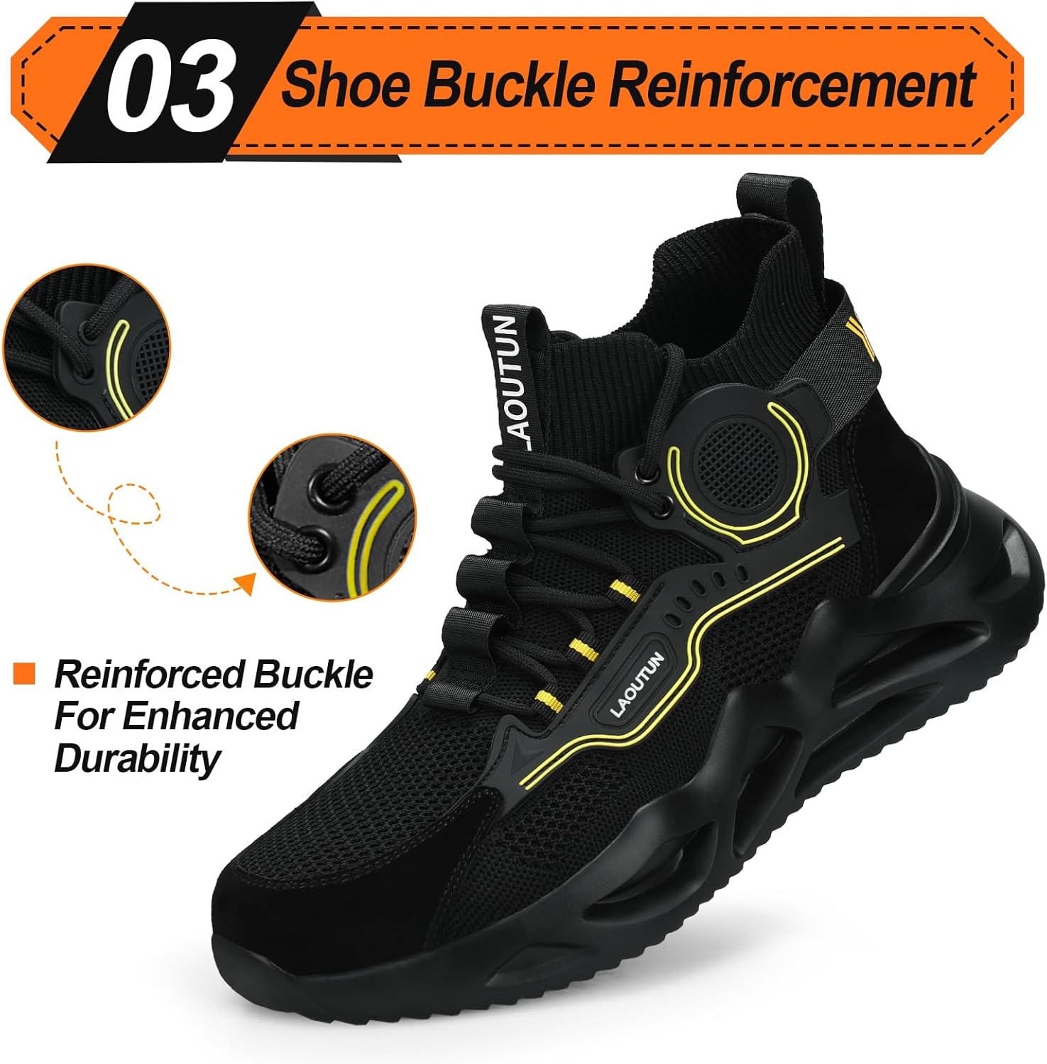 LAoutun Steel Toe Shoes for Men Work Shoes Safety Sneakers Comfortable Lightweight Puncture Proof Slip on Indestructible Construction Work Shoes - Image 4