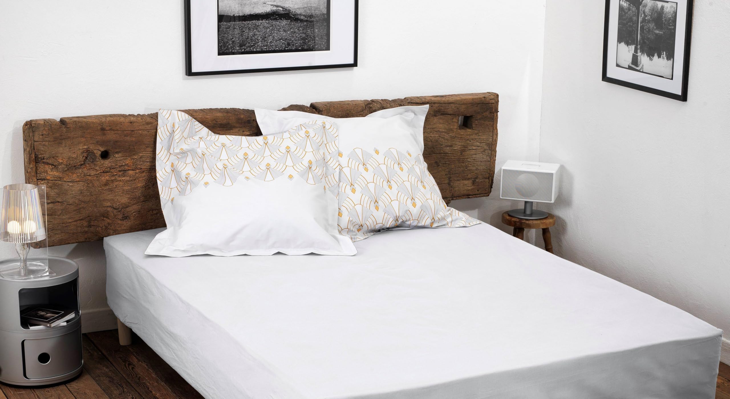 Home Linge Passion White Fitted Sheet 140 x 190 cm + 25 cm 100% Cotton 57 Thread Count (Label Oeko-Tex)