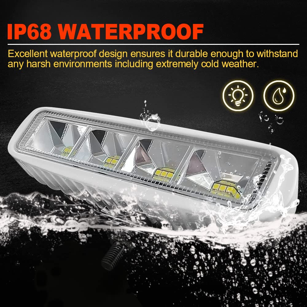 2 Luces LED De Cubierta Para Barco, 18W, 12V-30V, IP67, Forma Cuadrada, Negras, SHENKENUO