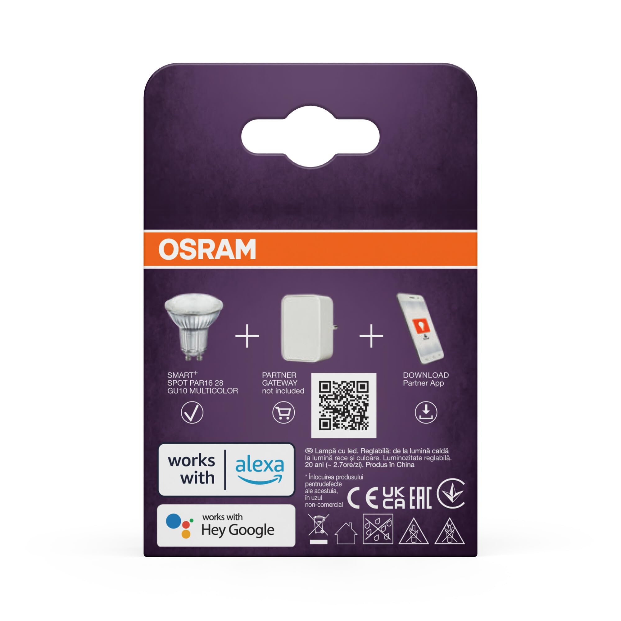 Osram SMART LED Spot PAR16 Réflecteur GU10, 4,9 W ZigBee 3.0, RGBW 16 | SMART+ ZIGBEE Multicolor Spot, LED Lamps, 50 mm dia, 20000 h, pack de 1