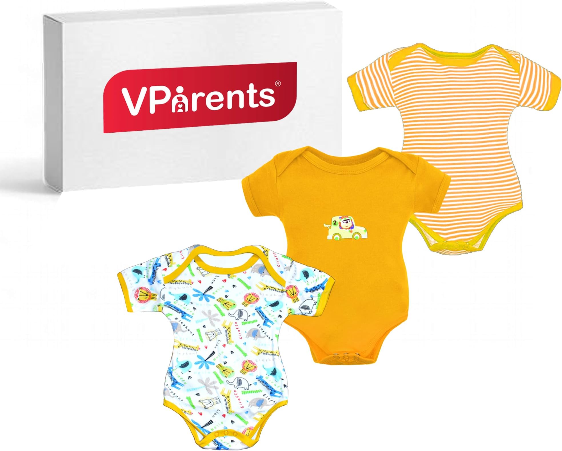 VParents bodice half sleeve baby romper body suits jump suits for boys and girls set of 3