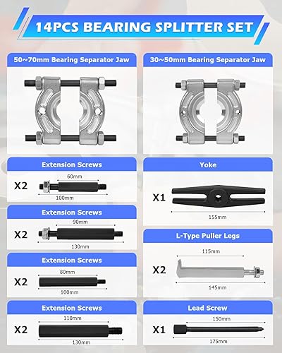 Miniatura 2 de DAYUAN Juego de extractor de rodamientos de 14 piezas, extractor de volante con funda