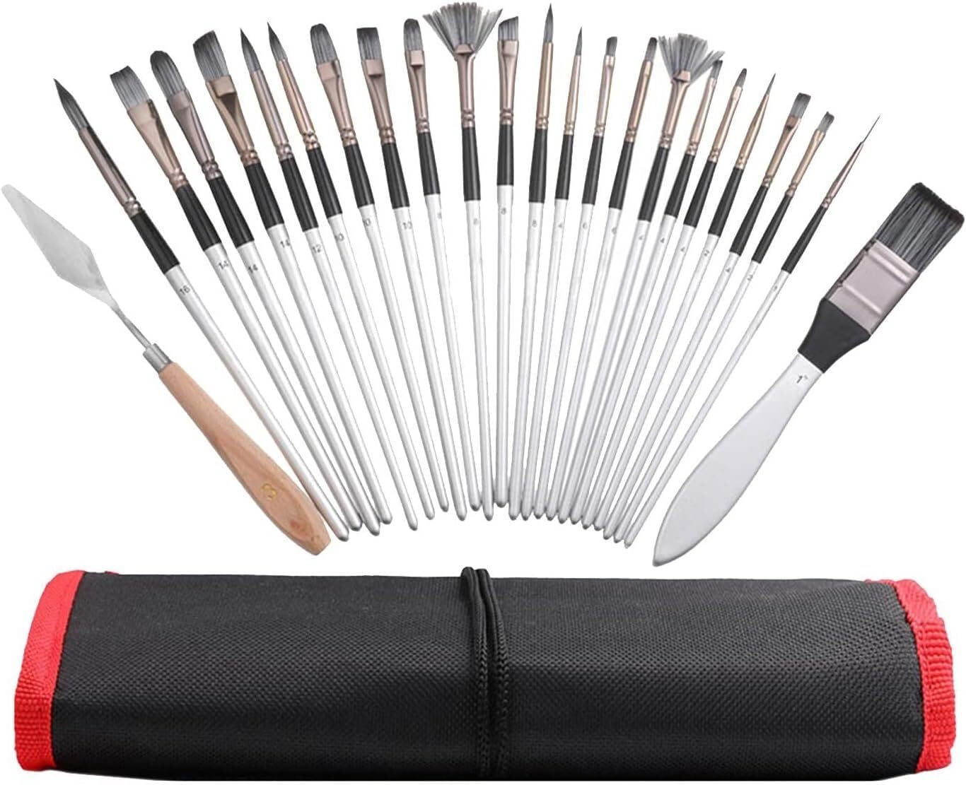 Juego de pinceles for pintura artística, exquisito juego de pinceles for artistas de 24 piezas Pinceles for detalles de pintura duraderos Bolsa de lona Pluma Acuarela Artesanía Acrílico Pincel for pin
