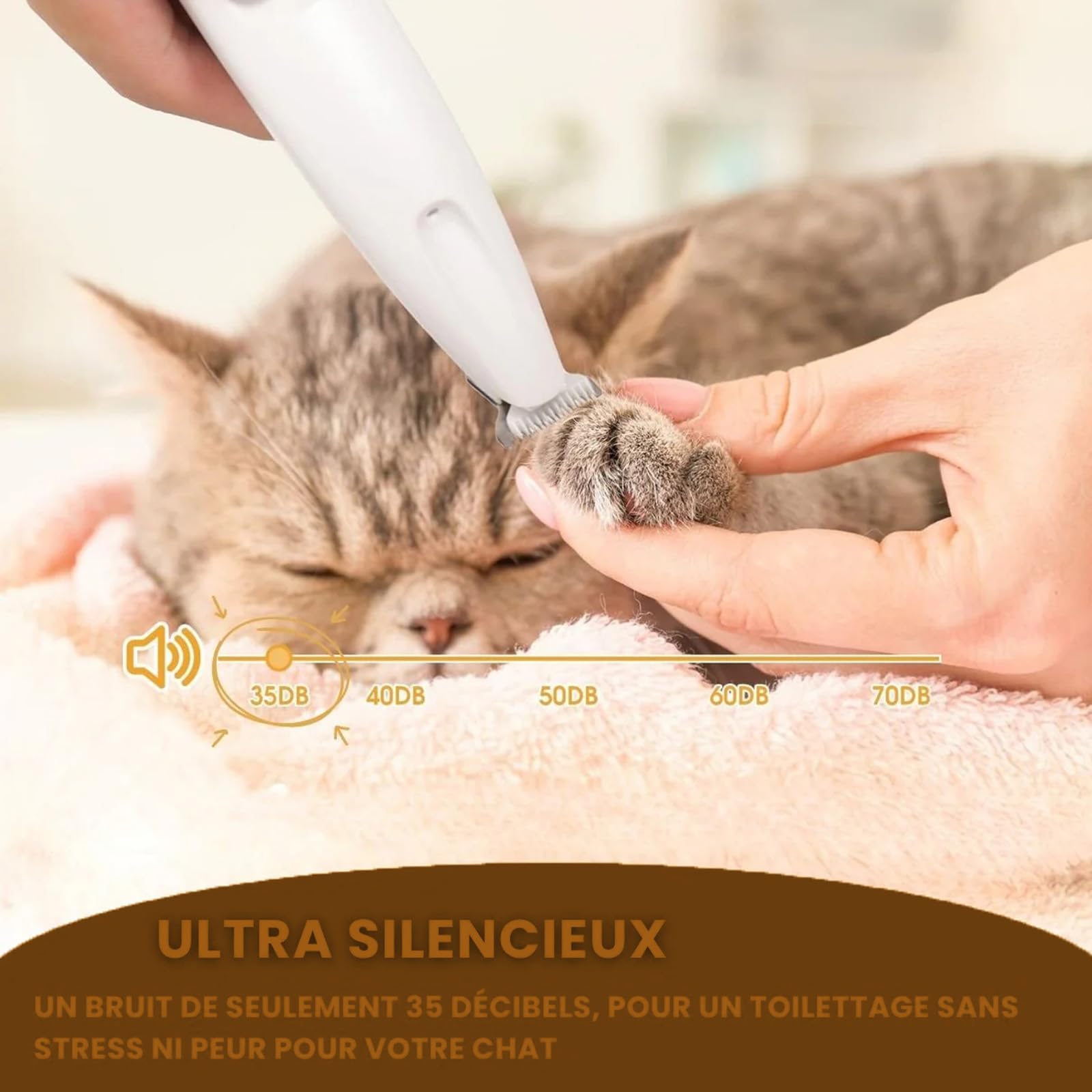 Patounet Tondeuse de précision pour chat, Tondeuse patte chien entre coussinets, Douce pour chien et chat, Lames céramique et inox, LED intégrée,toilettage zones sensibles sans stress (Avec lame)